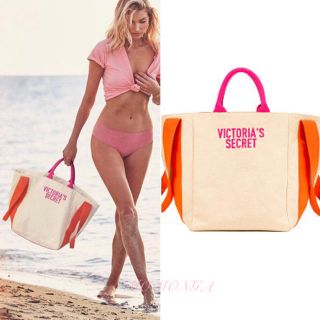 ヴィクトリアズシークレット(Victoria's Secret)の限定 ヴィクトリアシークレット キャンパス バッグ トート 2way 大きめ 白(トートバッグ)