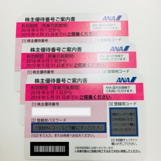 エーエヌエー(ゼンニッポンクウユ)(ANA(全日本空輸))の【即日発送】ANA 株主優待券 3枚(航空券)