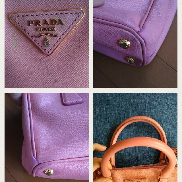 PRADA(プラダ)のPRADA サフィアーノ レザー ショルダーバッグ ガレリア ピンク カナパ レディースのバッグ(ショルダーバッグ)の商品写真