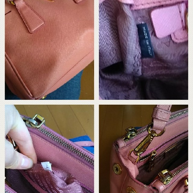 PRADA(プラダ)のPRADA サフィアーノ レザー ショルダーバッグ ガレリア ピンク カナパ レディースのバッグ(ショルダーバッグ)の商品写真