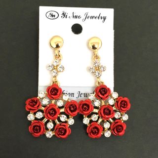 オシャレ★薔薇ピアス 赤(ピアス)