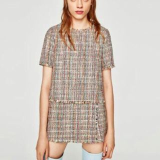 ザラ(ZARA)のちゃぼす様 専用ZARA ザラ ツイード   トップス(カットソー(半袖/袖なし))