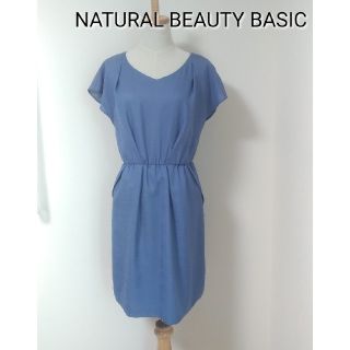 ナチュラルビューティーベーシック(NATURAL BEAUTY BASIC)のhannaina様専用　NATURAL BEAUTY BASICブルーワンピース(ひざ丈ワンピース)