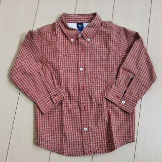 オシュコシュ(OshKosh)のOshkosh★130cm★中古美品★長袖ボタンダウンシャツ★オレンジ系チェック(ブラウス)