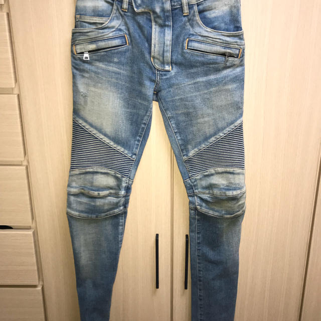 正規美品 BALMAIN バルマン バイカー スキニー デニム 27-