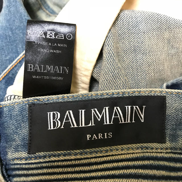正規美品 BALMAIN バルマン バイカー スキニー デニム 27-