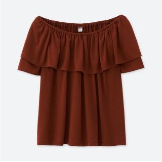 ユニクロ(UNIQLO)の<UNIQLO>2wayラッフルオフショルダーTシャツ(カットソー(半袖/袖なし))