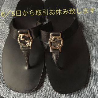 夜空 グッチ ブラック レザー トングサンダル | www.kdcow.com