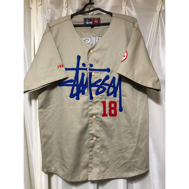 希少！stussy ベースボールシャツ L 18th USA製 オーバーサイズ