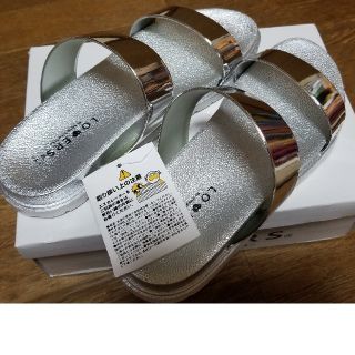 サンダル　シルバー&ホワイト　size39(サンダル)