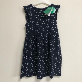 エイチアンドエム(H&M)の新品 H&M 小花柄 ネイビー ワンピース 110 115 センチ(ワンピース)