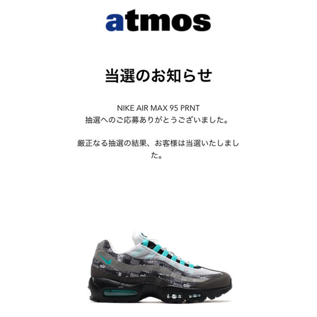 新品 AIR MAX 95 PRNT atmos JADE アトモス