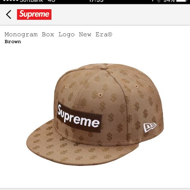 supreme Monogram Box Logo New Era ®️ブラウン