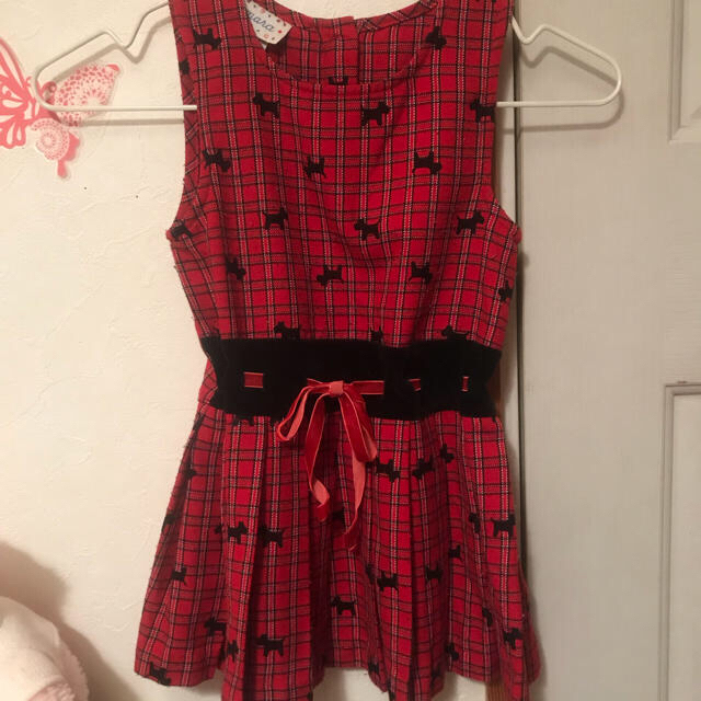 【SALE】赤チェックワンピース キッズ/ベビー/マタニティのキッズ服女の子用(90cm~)(ワンピース)の商品写真