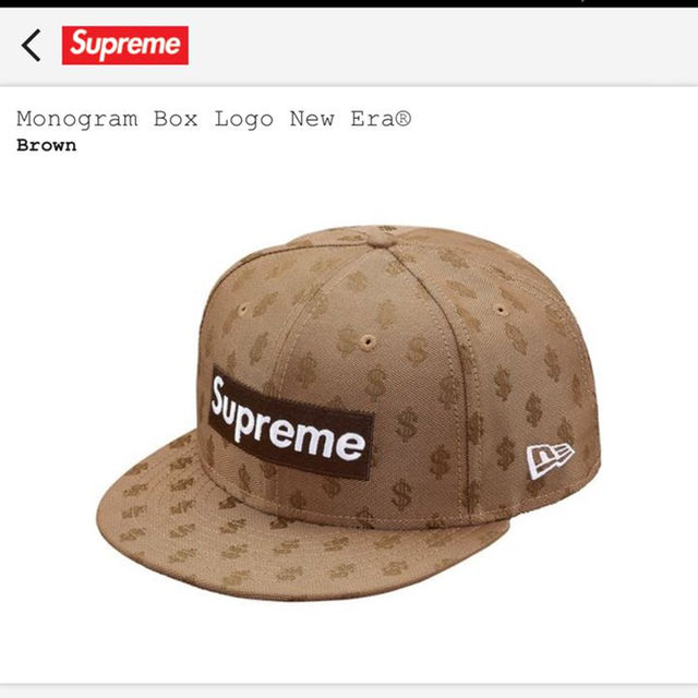 supreme Monogram Box Logo New Era ブラウン