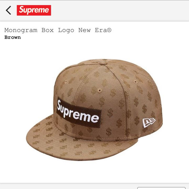 supreme Mono gram Box Logo New Era ブラウン