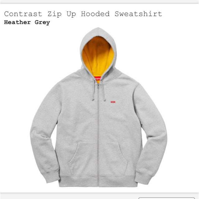 Contrast Zip Up Hooded Sweatshirt グレー