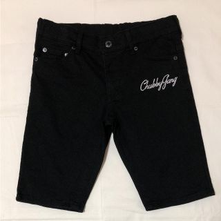 チャビーギャング(CHUBBYGANG)の美品 チャビーギャング ハーフ チノパン 150 黒(パンツ/スパッツ)