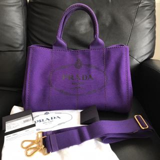 プラダ(PRADA)の新品同様品 プラダ カナパ バッグ Mサイズ斜めがけバッグパープル ヴィオラ 紫(トートバッグ)