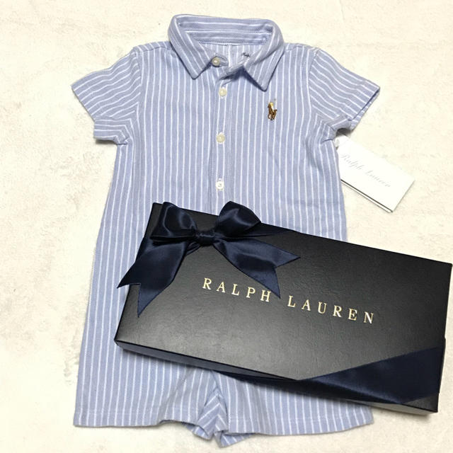 Ralph Lauren(ラルフローレン)の新品✨コットン オックスフォード ショートオール 6M/70 キッズ/ベビー/マタニティのベビー服(~85cm)(ロンパース)の商品写真