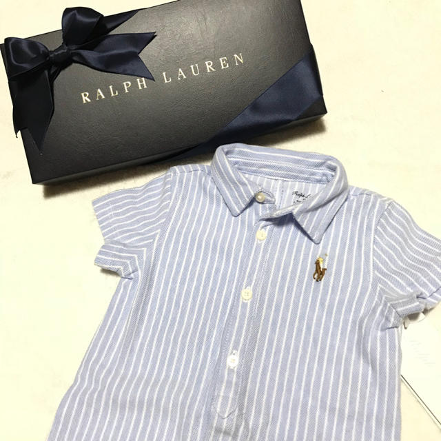 Ralph Lauren(ラルフローレン)の新品✨コットン オックスフォード ショートオール 6M/70 キッズ/ベビー/マタニティのベビー服(~85cm)(ロンパース)の商品写真