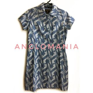 ヴィヴィアンウエストウッド(Vivienne Westwood)のアングロマニア【美品】希少 パイレーツ 総柄 デニム シャツ ワンピース レア(ミニワンピース)