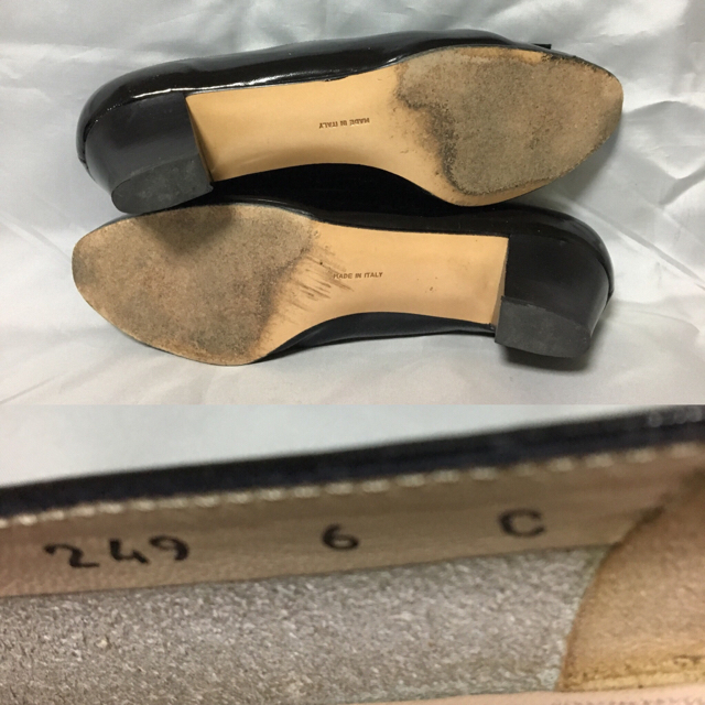 Salvatore Ferragamo(サルヴァトーレフェラガモ)の美品フェラガモガンチーニリボンエナメルパンプス6Cブラック グッチ プラダ レディースの靴/シューズ(ハイヒール/パンプス)の商品写真