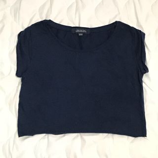 ベルシュカ(Bershka)のショート丈トップス(ネイビー)(Tシャツ(半袖/袖なし))