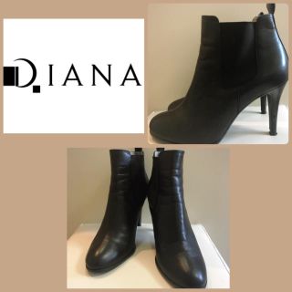 ダイアナ(DIANA)のダイアナ♡ブラックレザー  サイドゴア ショートブーツ♡(ブーツ)