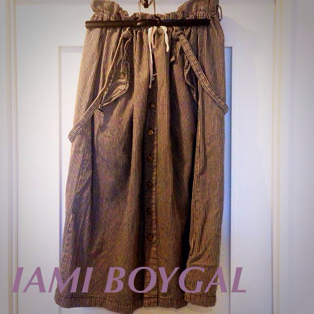 I am I(アイアムアイ)のIAMI BOYGALヒッコリースカート レディースのスカート(ロングスカート)の商品写真
