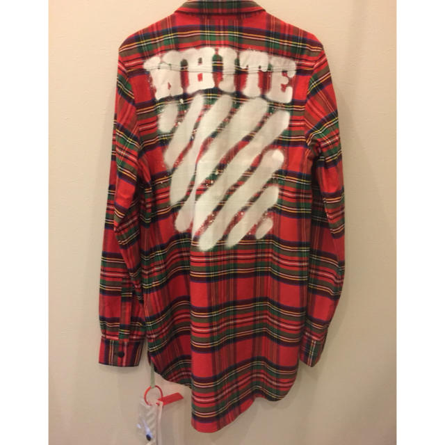 OFF-WHITE レッド チェック ダイアゴナル スプレー シャツ