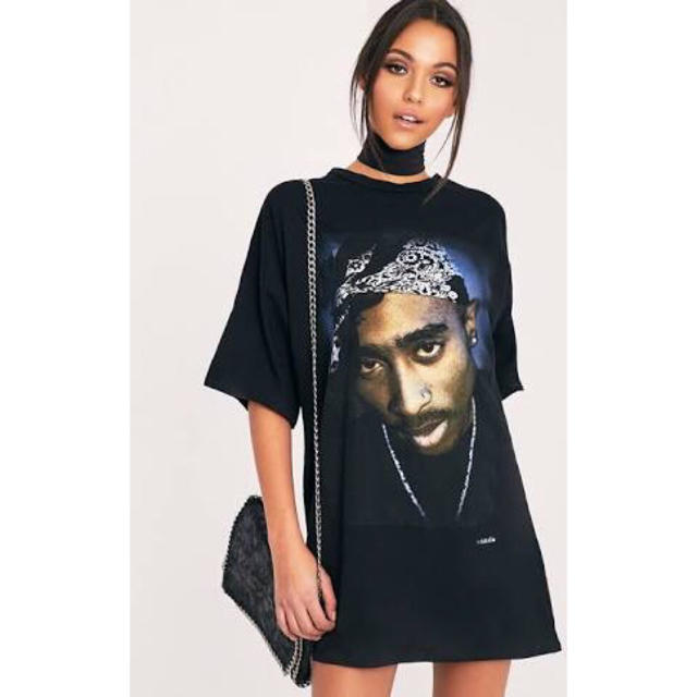 2PAC★PORTRAIT BLACK T SHIRT DRESS