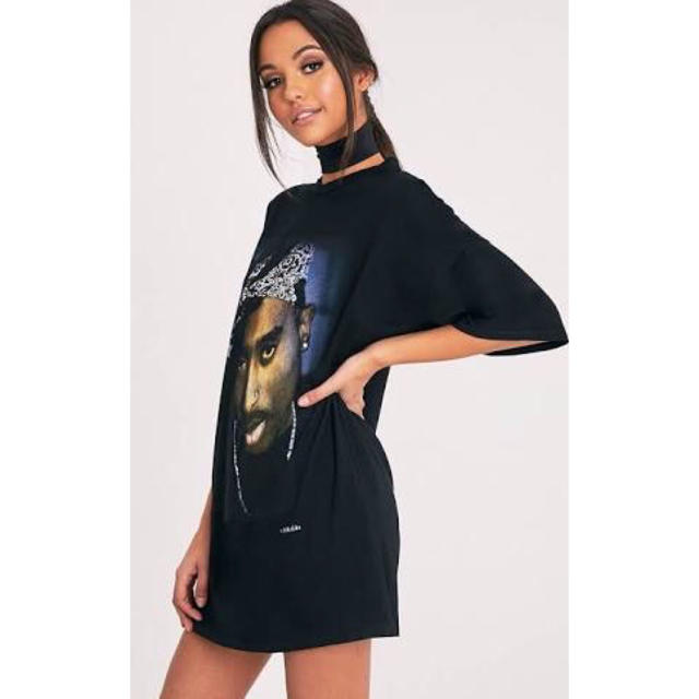 2PAC★PORTRAIT BLACK T SHIRT DRESS 1