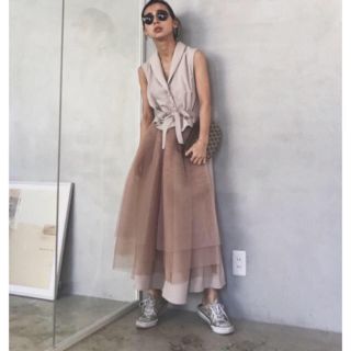 アメリヴィンテージ(Ameri VINTAGE)のアメリヴィンテージTULLE DOCKING DRESS(ロングワンピース/マキシワンピース)