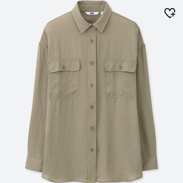 UNIQLO(ユニクロ)のUNIQLO ドレープウォッシュワークシャツ カーキ レディースのトップス(シャツ/ブラウス(長袖/七分))の商品写真