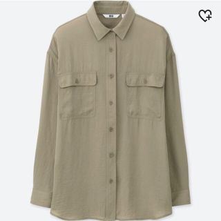 ユニクロ(UNIQLO)のUNIQLO ドレープウォッシュワークシャツ カーキ(シャツ/ブラウス(長袖/七分))