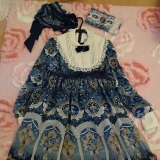 アンジェリックプリティー(Angelic Pretty)のangelic pretty セレスティアルワンピース ボンネット オーバーニー(ひざ丈ワンピース)