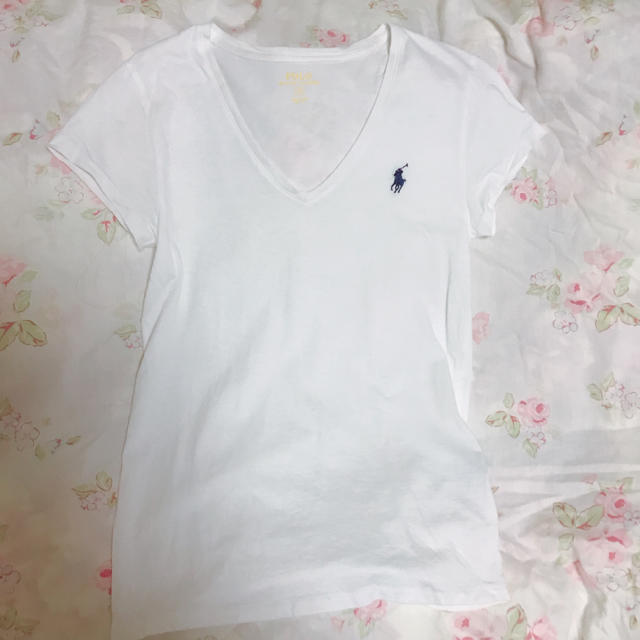 POLO RALPH LAUREN(ポロラルフローレン)のポロラルフローレン Vネック Tシャツ ホワイト レディースのトップス(Tシャツ(半袖/袖なし))の商品写真