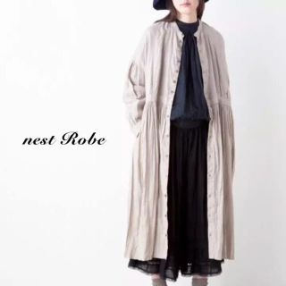 ネストローブ(nest Robe)のけ0241様専用◟̆◞̆ ❁ネストローブ ブラックリネンバンドカラーワンピース(ロングワンピース/マキシワンピース)