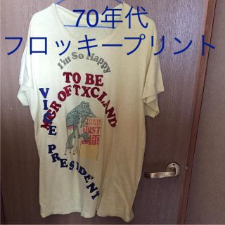 ヘインズ(Hanes)の70年代 HanesTシャツ フロッキープリント USA製(Tシャツ/カットソー(半袖/袖なし))