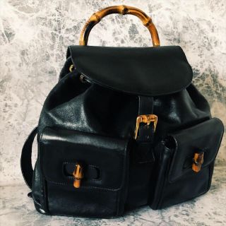 グッチ(Gucci)の極美品 グッチ バンブー リュック バッグパック カーフレザー  ヴィンテージ(リュック/バックパック)