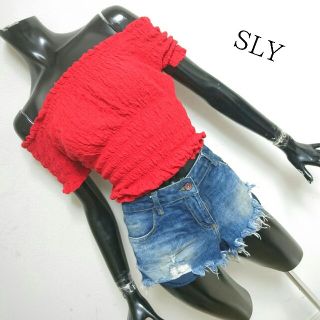 スライ(SLY)のSLY*オフショルギャザーチュニック(カットソー(半袖/袖なし))