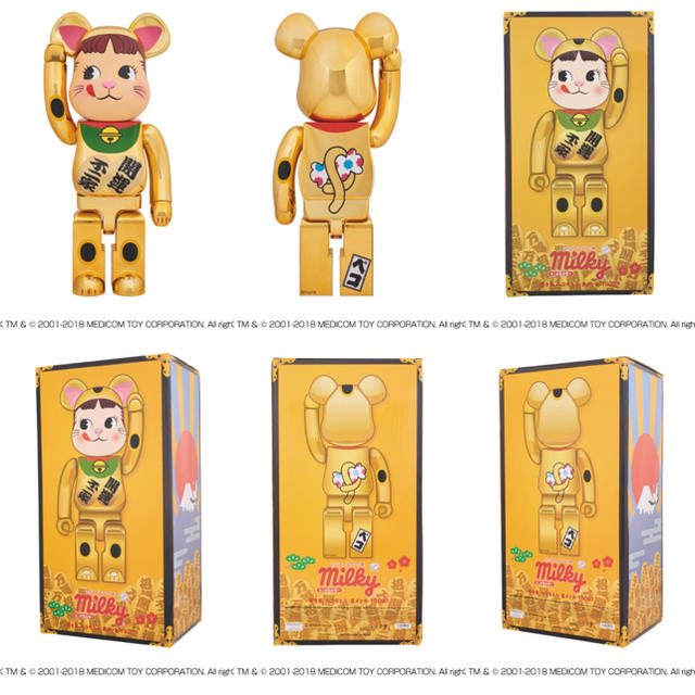 不二家(フジヤ)の【即日発送】BE@RBRICK 招き猫 ペコちゃん 金メッキ 1000% エンタメ/ホビーのフィギュア(その他)の商品写真