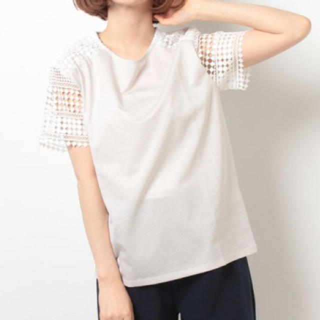 BEAUTY&YOUTH UNITED ARROWS(ビューティアンドユースユナイテッドアローズ)の【B&Y united arrows】ファブリックレースTシャツ レディースのトップス(Tシャツ(半袖/袖なし))の商品写真