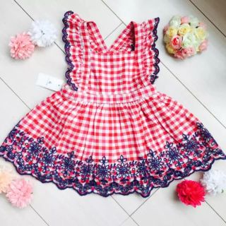 ベビーギャップ(babyGAP)の♡新品♡baby GAP♡チェックフリルアイレットワンピース♡(ワンピース)