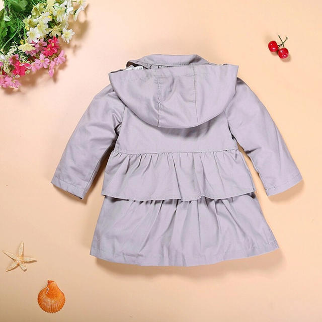 SALE!フリルトレンチコート パープルグレー 80cm キッズ/ベビー/マタニティのキッズ服女の子用(90cm~)(コート)の商品写真