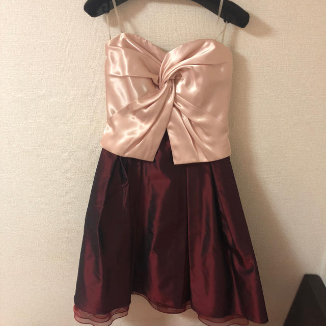 レディース 白 フリル付 AIMER エメ ドレス ピンク ワインレッド 結婚