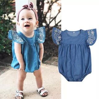 ベビーギャップ(babyGAP)のデニムロンパース 新品未使用 70(ロンパース)