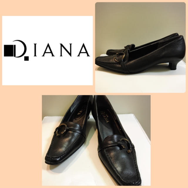 DIANA(ダイアナ)のhana56様専用ページです♡ダイアナ♡ブラックレザー  ゴールドリング ロー♡ レディースの靴/シューズ(ローファー/革靴)の商品写真