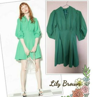 リリーブラウン(Lily Brown)の【新品TAG付】Lily Brown★ボリューム袖コットンワンピース(ミニワンピース)